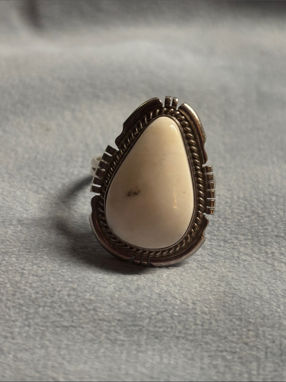 Sterling Silver Elk Ivory Teardrop Ring Size 9 David Skeets